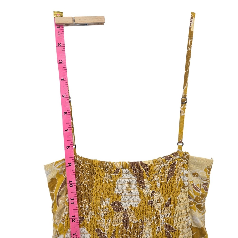 Abercrombie & Fitch Maxi Dress Yellow‎ Floral Tiered Smocked Slit Boho Summer S - Picture 8 of 12